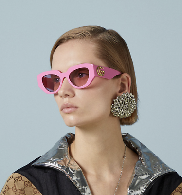 #ad NEW Gucci GG1421S 004 51 Pink Sunglasses