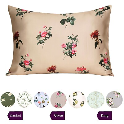 #ad Silk Pillowcase Ultra Soft Printed Satin Luxury Bed Pillow Standard Queen King