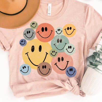 #ad Retro Smiley Faces Tee Smile Face Shirt Vintage Cute Happy Face Unisex Shirt