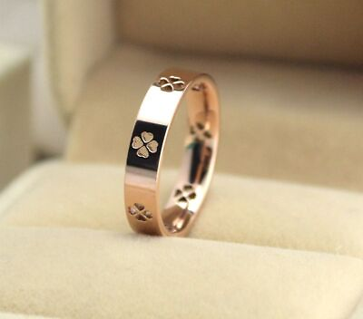 #ad Lucky Clover Rings Rose Gold Color Titanium Steel Women Ring Fashion Jewelry