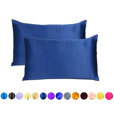 #ad Set of 2 Silky Satin Pillowcase Pillow Case Cushion Cover Standard Queen King