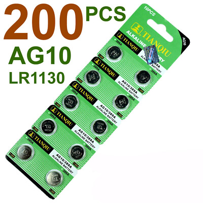 #ad 200 PCS LR1130 AG10 389 Alkaline Battery 1.5V Button Cell for Watch Calculator