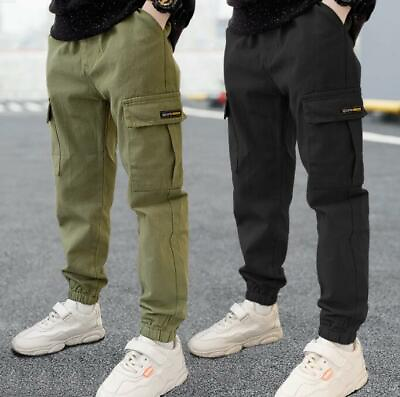 #ad New Child Kids Spring Fall cargo Pants Boys pocket Casual Pants Trousers gift