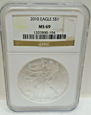 #ad 2010 Silver Eagle Certified by NGC as MS69