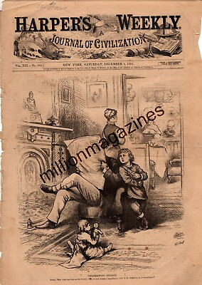 #ad 1875 Harpers Weekly December 4 Original cover Thanksgiving Finance