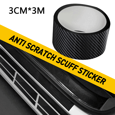#ad 3CM*10#x27; Car Door Plate Sill Scuff Anti Sticker Scratch Bumper Strip Carbon Fiber