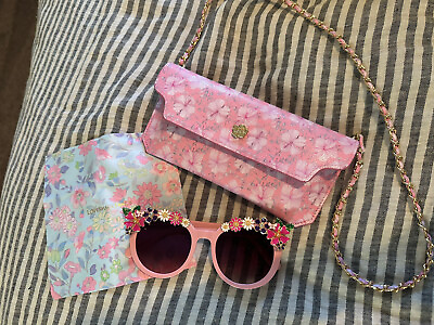 #ad Love Shack Fancy Sunglasses Pink Festival Flowers Floral Case Cloth