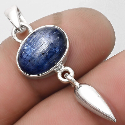 #ad Natural Blue Kyanite Brazil 925 Sterling Silver Pendant Jewelry P 1295