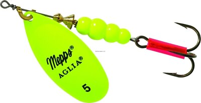 #ad Mepps Aglia In Line Spinner 1 2 Oz PlainTreble Hook Hot Chartreuse Blade B5 HC