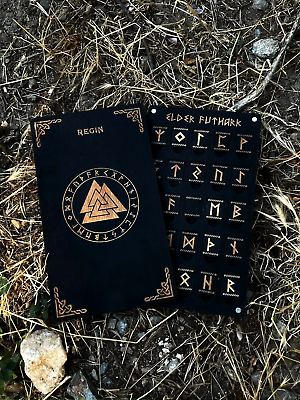 #ad Elder Futhark Rune Set Viking Runes 25 Piece Rune Set with Magnetic Box $38.97