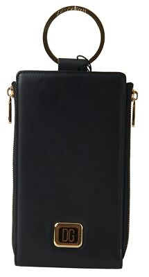 #ad Dolce amp; Gabbana Elegant Black Leather Cardholder with Zip Detail