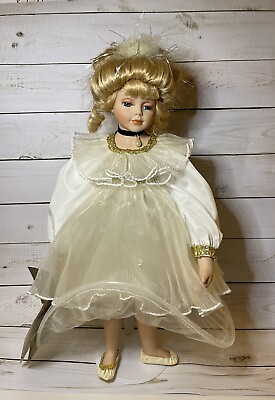 #ad Seymour Mann Porcelain Ballerina Doll KELSEY Blonde Hair Blue Eyes Great Cond