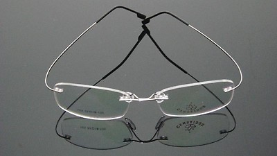 #ad NEW Men#x27;s Rimless glasses Light Flexible Eyeglass Frame Eyewear Silver