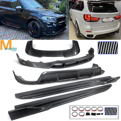 #ad For 13 18 BMW X5 F15 M Sport Carbon Fiber Style Front Rear Full Body Aero Kit