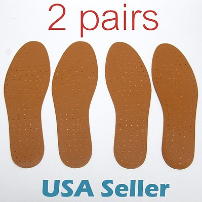 #ad 2 pairs Synthetic Leather INSOLE Shoe Insert Pads Comfort Cushioning UNISEX S012