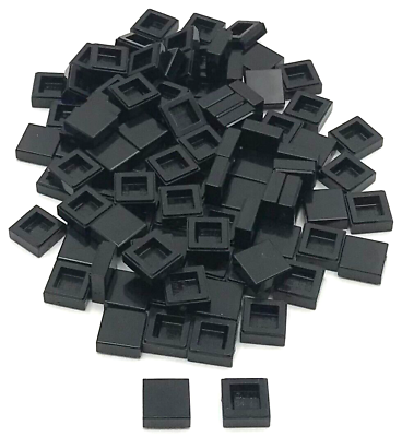 #ad Lego 100 New Black Tile 1 x 1 Flat Smooth Pieces