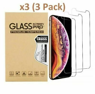 #ad 3 Pack iPhone 15 14 13 12 11 X XR XS 8 7 PRO Max Tempered Glass Screen Protector