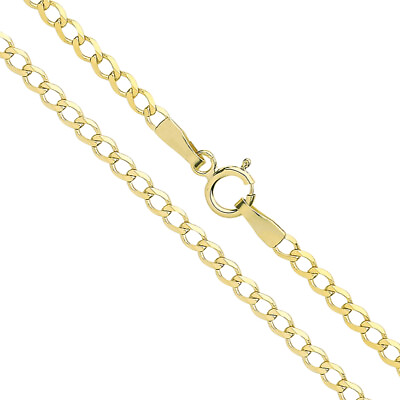 #ad 9ct Gold Flat Bevelled 2mm Curb Chain Necklace