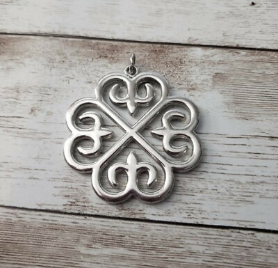 #ad Vintage Pendant Large Silver Tone Celtic Style No Chain Included
