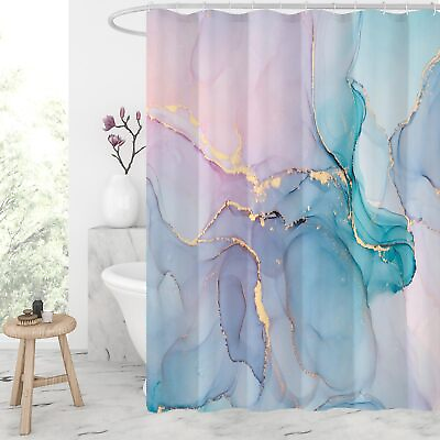 #ad Abstract Marble Shower Curtain Watercolor Pink Turquoise Shower Curtain for ...