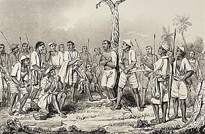 #ad Sumatra Indonésie 1843 litho d#x27;après legrand XIX Océanie torture