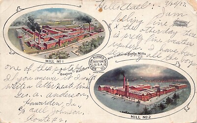 #ad Postcard Mill No. 1 amp; 2 Boston Rubber Shoe Company Massachusetts 129669