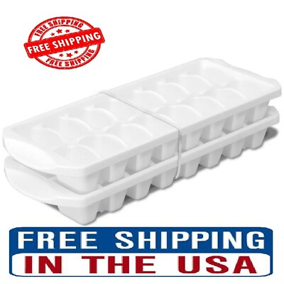 #ad Sterilite Set of Two Stacking Ice Cube Trays Plastic White