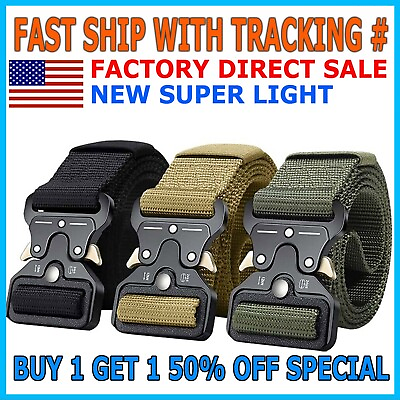 #ad MEN Casual Military Tactical Army Adjustable Quick Release Belts Pants Waistband