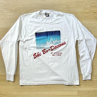 #ad Vtg Ski Bo Dacious Shirt XL Screen Stars Best L S Single Stitch Tee Made USA EUC