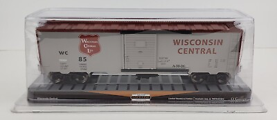 #ad Menards Gold Line Collection O Gauge Wisconsin Central Box Car Silver New in Box