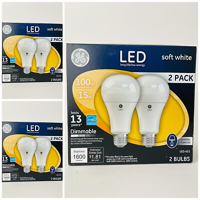 #ad 3 Pack Of 2 LED General Purpose Light Bulb A21 Soft White Dimmable 15W 100W $14.88