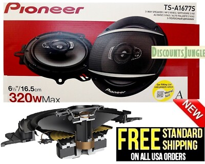 #ad Pioneer TS A1677S TS A1670F 320 Watt 6.5quot; 3 Way Coxial Car Audio Speakers 6 1 2quot;