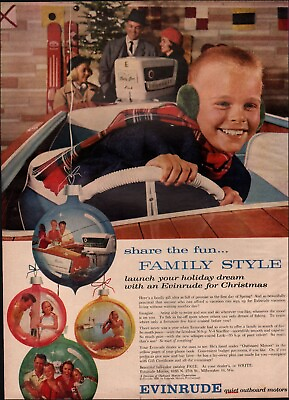 #ad 1957 Vintage ad EVINRUDE 50 h.p. Starflite retro Boats Motor photo 02 23 23