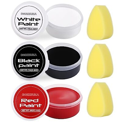 #ad White Black Red Face Body Paint with 3PCS Sponges Face Painting Kit for Adult...