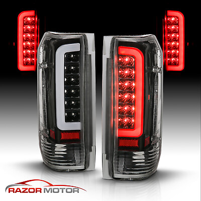 #ad For 89 97 Ford F150 F250 F350 Bronco Red C Shape LED Black Taillights Brake Lamp
