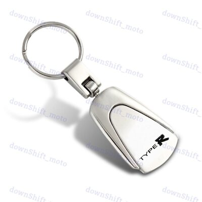 #ad Honda Type R Tear Drop Authentic Chrome Key Fob Keyring Keychain Tag Lanyard