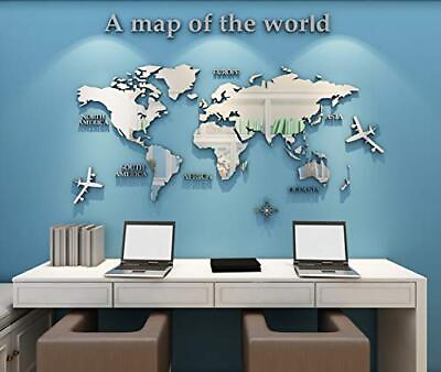 #ad 3D Wall Stickers DIY World Map Wall Decal Sticker Murals Map Wall Décor for...