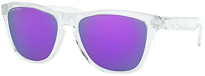 #ad Oakley Frogskins Polished Clear Violet Lens Sunglasses OO9013 H7 55