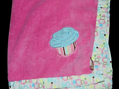 #ad Trend Lab Pink Cupcake polka dot plush baby blanket