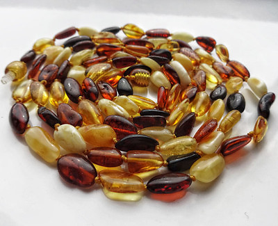 #ad Lovely Natural Mixed Baltic Amber Necklace 125 cm 49.2 inch