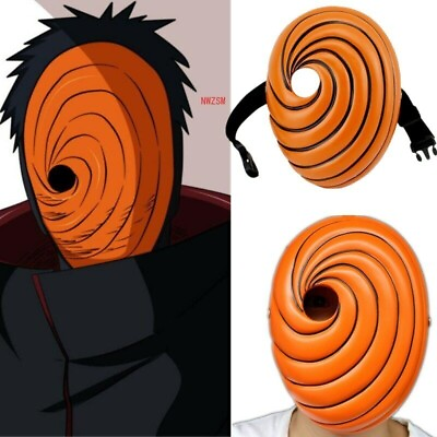 #ad Anime Naruto Mask Uchiha Obito Tobi Cosplay Halloween Manga Orange Face Mask