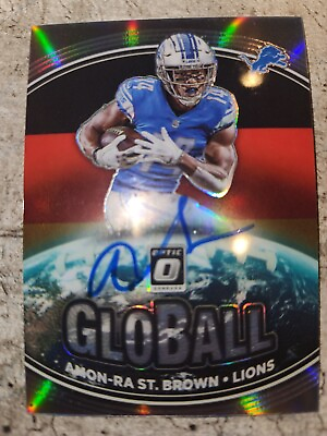 #ad AMON RA ST. BROWN SIGNED ROOKIE CARD AUTOGRAPHED LIONS