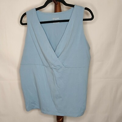 #ad Merona women#x27;s size 2 sleeveless top light blue color v neck seam above waist