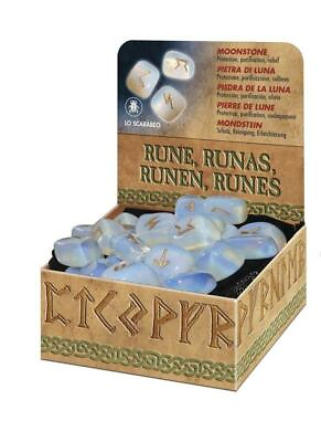 #ad Moonstone Rune Kit with Book Bag and 25 Futhark Runes