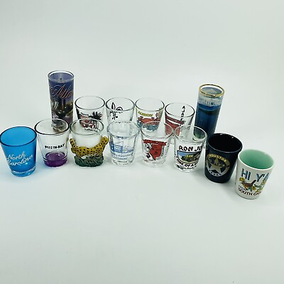 #ad 14 Vintage of Travel shot glasses Florida to Maryland Collectible Z4