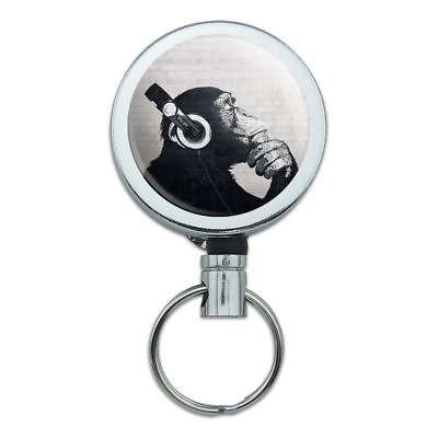 #ad Headphone Chimp Monkey Wall Retractable Belt Clip Badge Key Holder $6.99