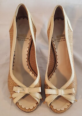 #ad Moschino Cheap amp; Chic Women#x27;s Sise 40 Leather Weave Rafia Pumps