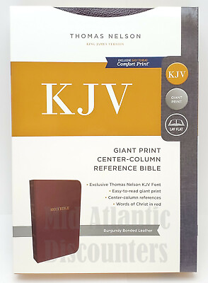 #ad Thomas Nelson King James Lay Flat Holy Bible Large Print Burgundy Leather KJV