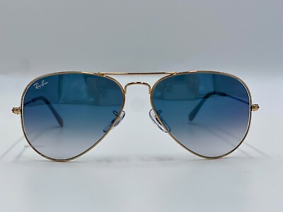 #ad Ray Ban Aviator Gold RB3025 001 3F Light Blue Gradient Unisex 58 MM Sunglasses