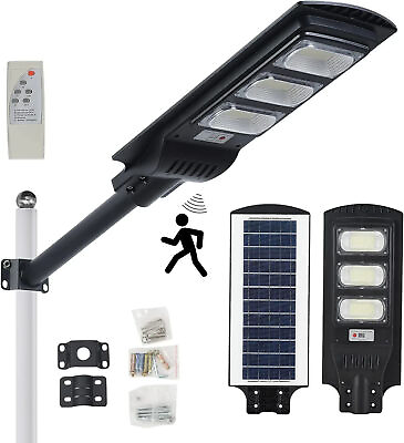 #ad 300W Solar Street Lights Outdoor Commercial Dusk to Dawn Parking Lot Road Lamp